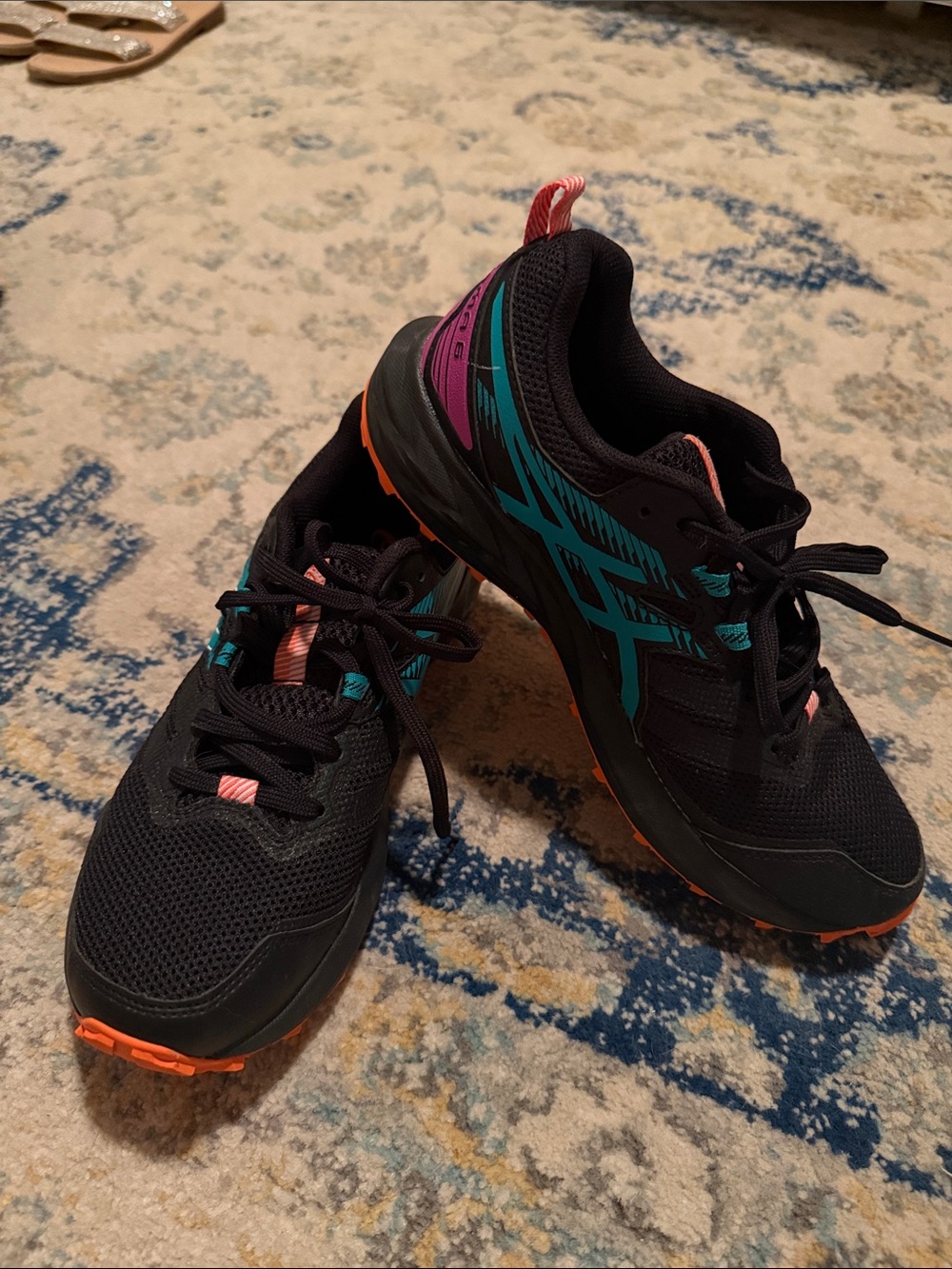 ASICS GEL-Venture 9 Black Teal Coral Trail Running Shoes Women’s Size 8
